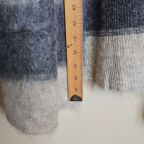 Eileen Fisher Brushed Alpaca Mohair Stripe Cardigan Open-Front Gray Ivory XS - Picture 7 of 8